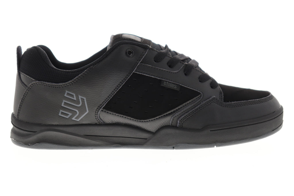 Etnies Cartel Mens Black Nubuck Leather Low Top Lace Up Skate Sneakers ...