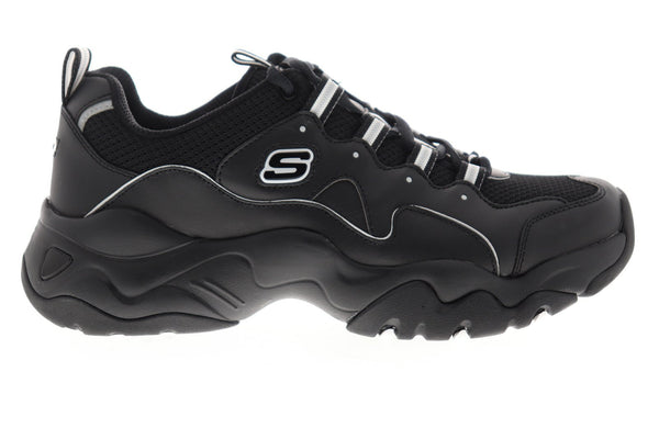 kæmpe stor Frø efterfølger Skechers D Lites 3 Silverwood 52685 Mens Black Leather Lifestyle Sneak -  Ruze Shoes