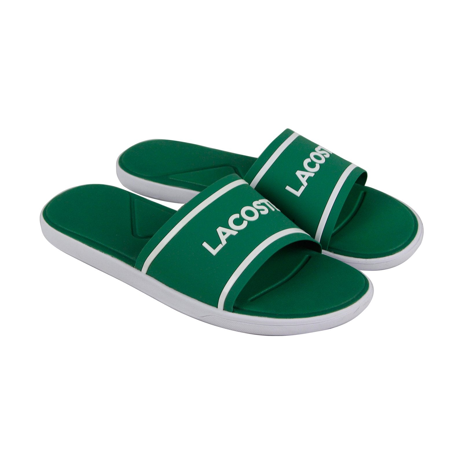 lacoste flip flops green