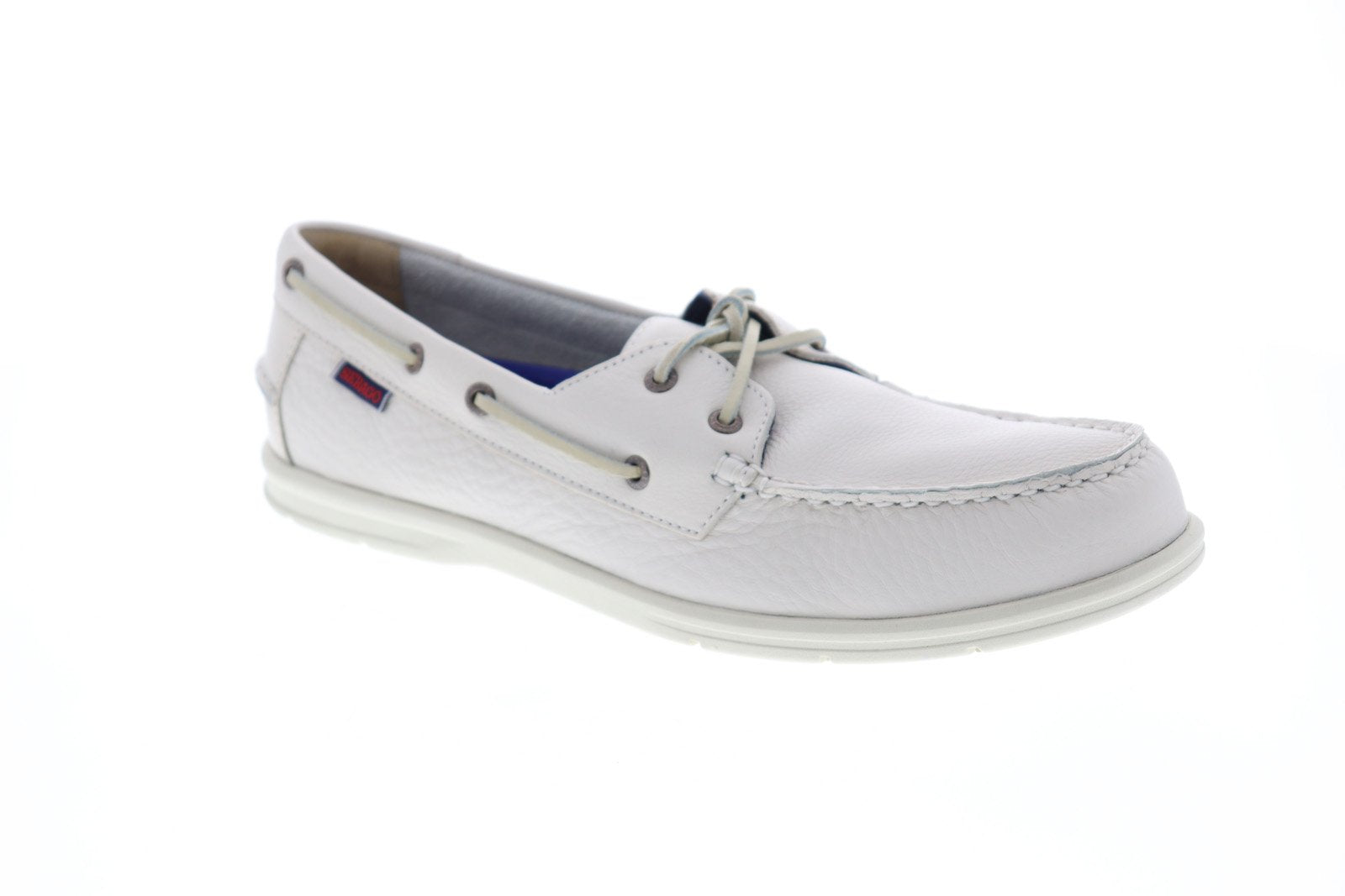 white leather boat shoes