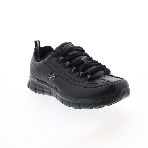 Skechers Sure Trickel Black Leather Athletic Work Ruze Shoes