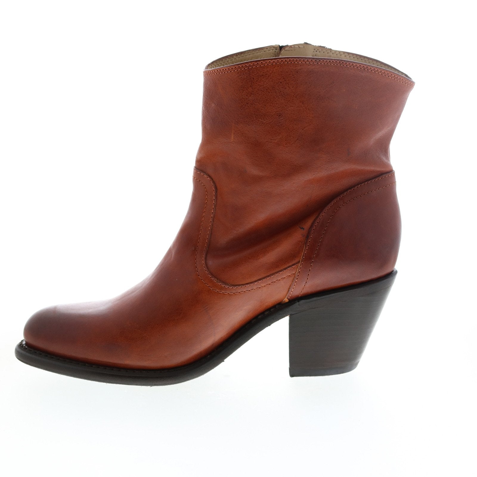 Frye Leslie Zip Bootie 76751 Womens Brown Leather Ankle & Booties Boot ...