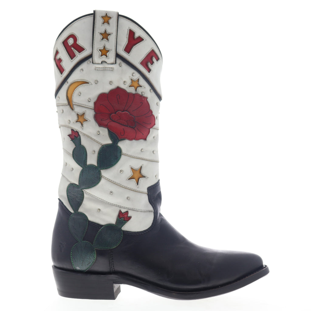 Frye Billy Cactus Pull On 78241 Womens Black Leather Slip On Western B ...