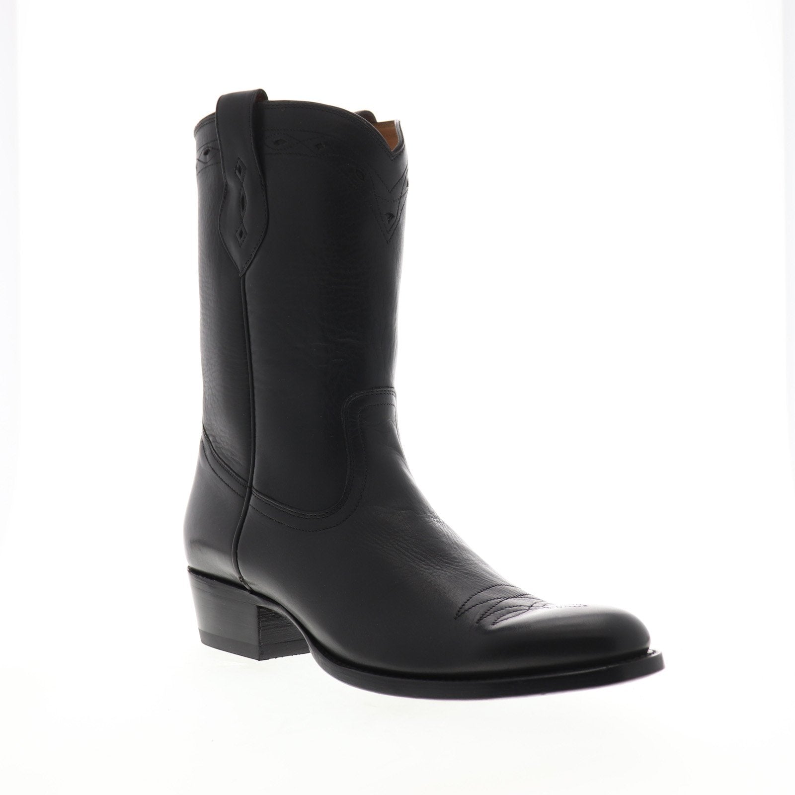 mens black leather pull on boots