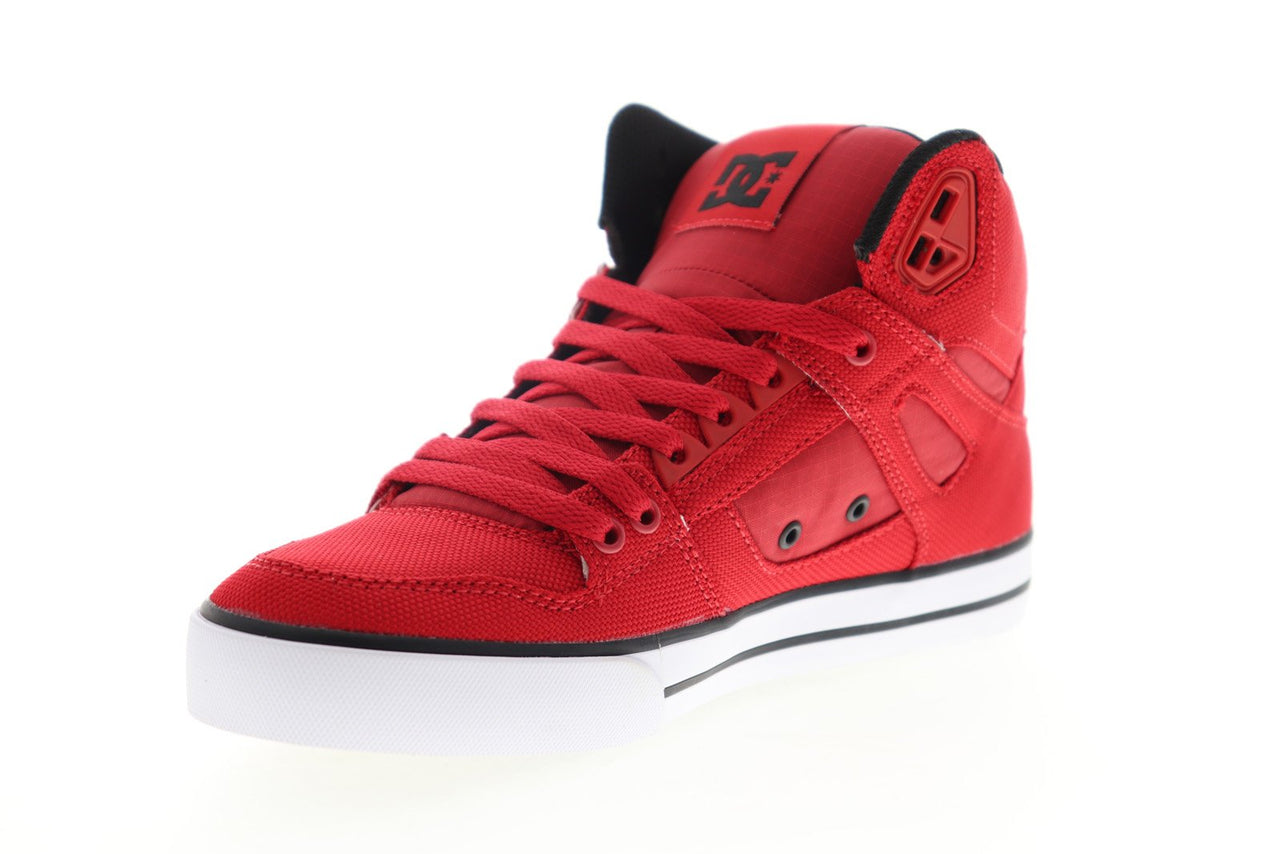 DC Pure High Top WC TX SE ADYS400046 Mens Red Canvas Skate Sneakers Sh ...