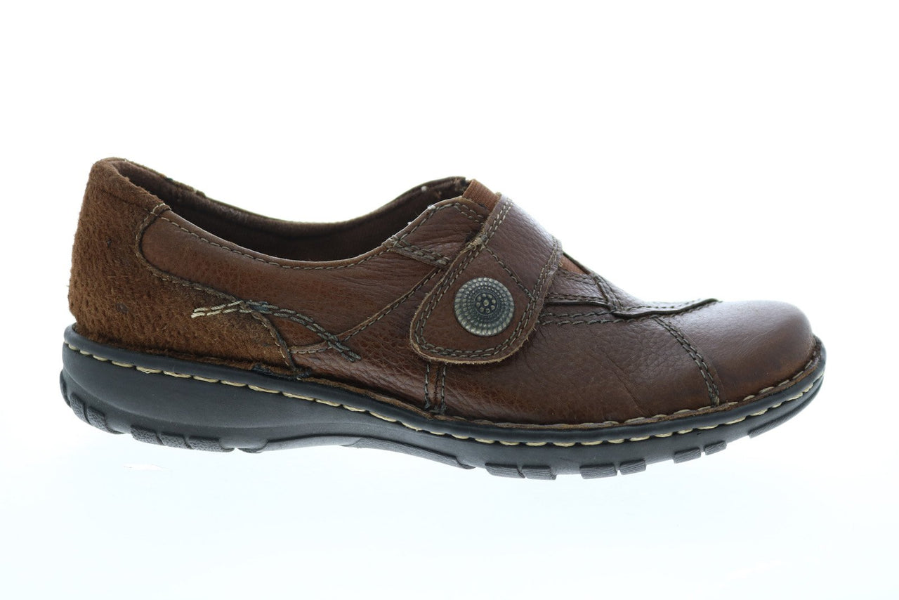 Earth Origins Evelyn Womens Brown Leather Strap Loafer Flats Shoes ...