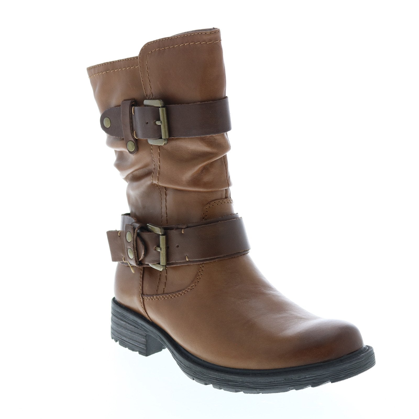 Earth Everwood Boot Womens Brown Leather Zipper Mid Calf Boots - Ruze Shoes