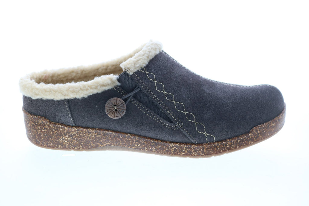 Earth Origins Johanna Womens Gray Suede Slip On Clogs Slippers Shoes ...