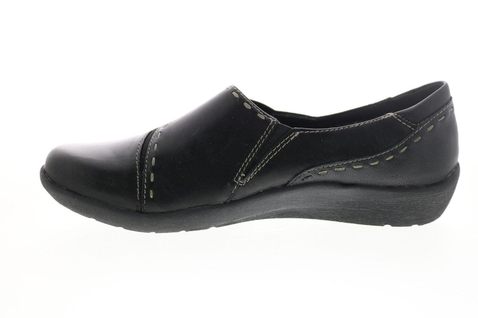 Earth Origins Leona Womens Black Leather Slip On Loafer Flats Shoes ...