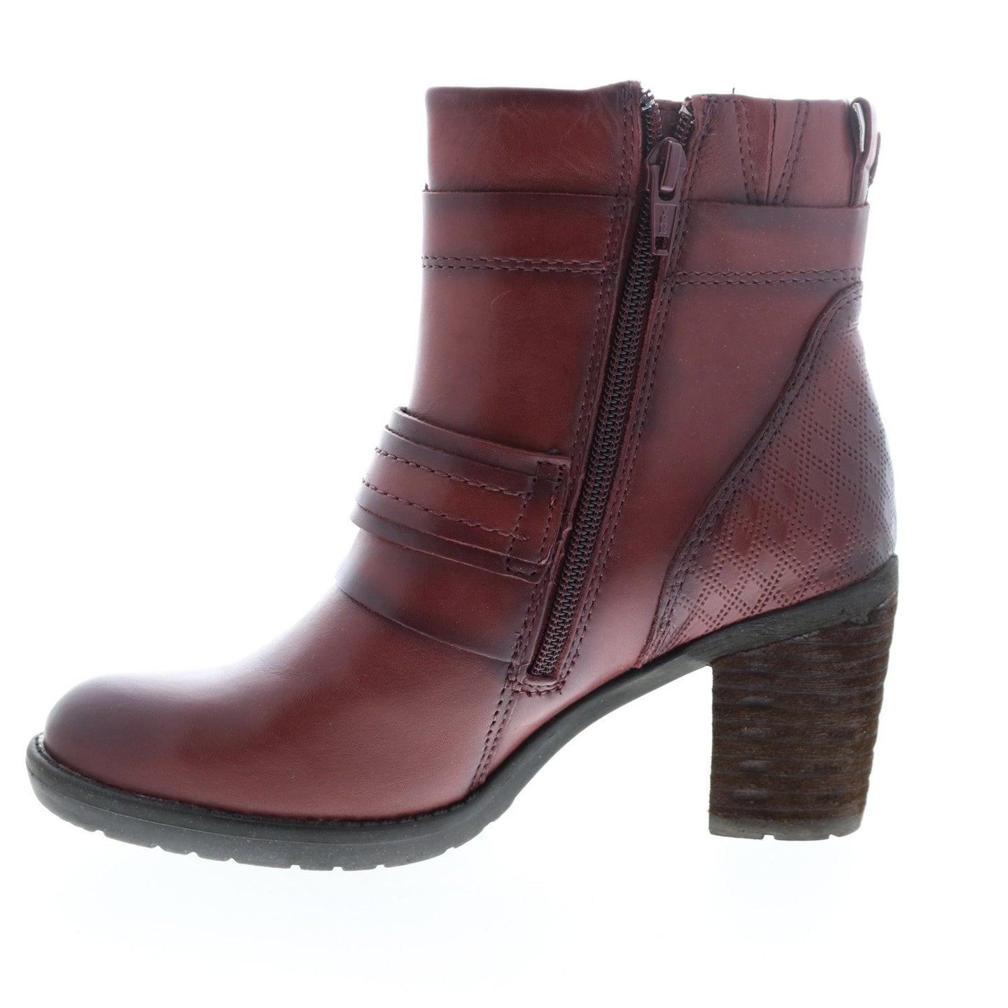 Earth Montana Womens Burgundy Leather Zipper Ankle & Booties Boots ...
