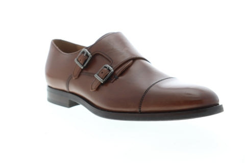 Geox U Hampstead Mens Brown Leather Low Top Cap Toe Monk Strap Oxfords - Ruze