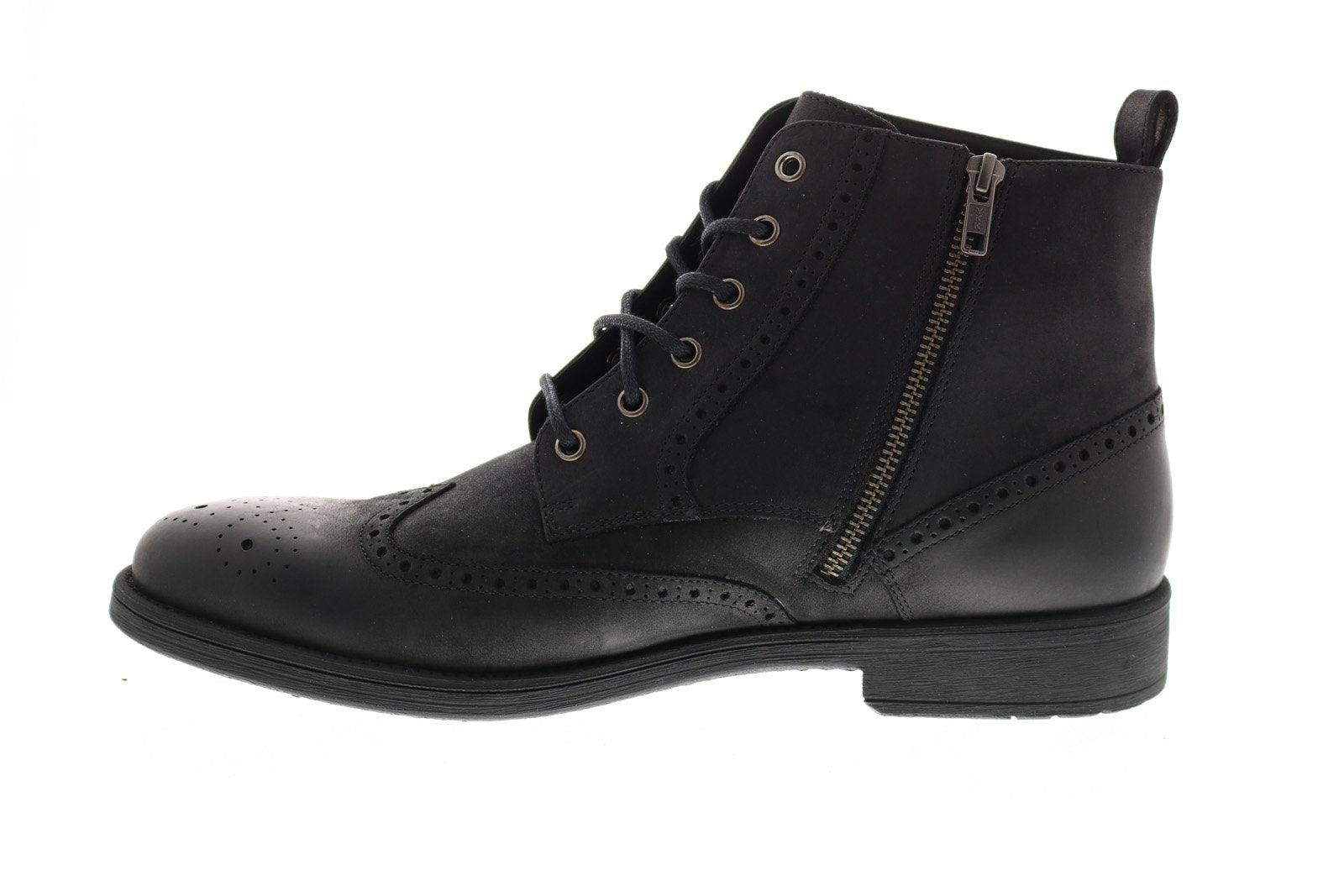 Geox U Jaylon G Mens Black Leather Lace Up Dress Boot - Shoes