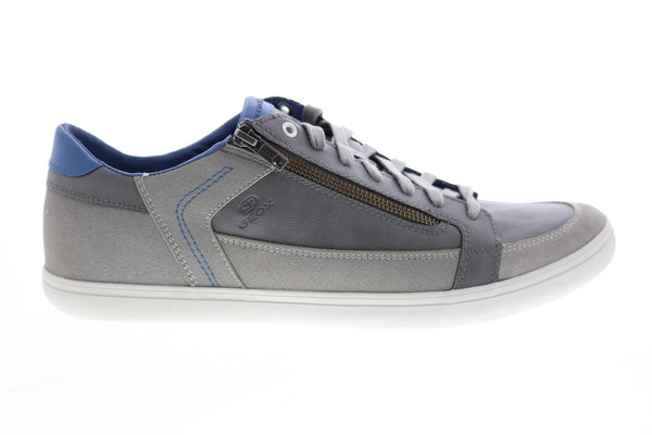 Geox U U923AB054AUC9343 Gray Leather Zipper Sneakers - Ruze Shoes