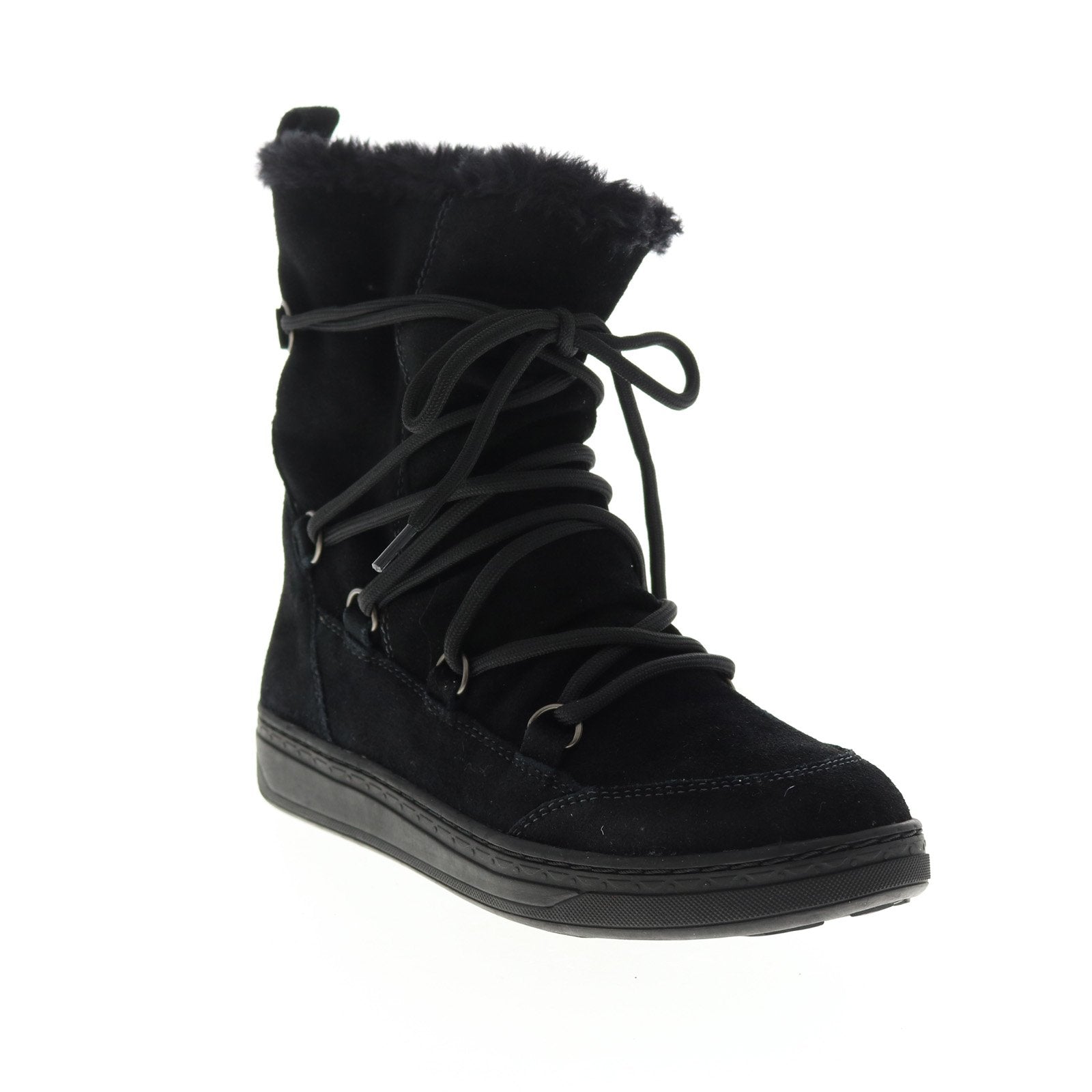 Earth Zodiac Snow Boot Womens Black Suede Lace Up Mid Calf Boots - Ruze ...
