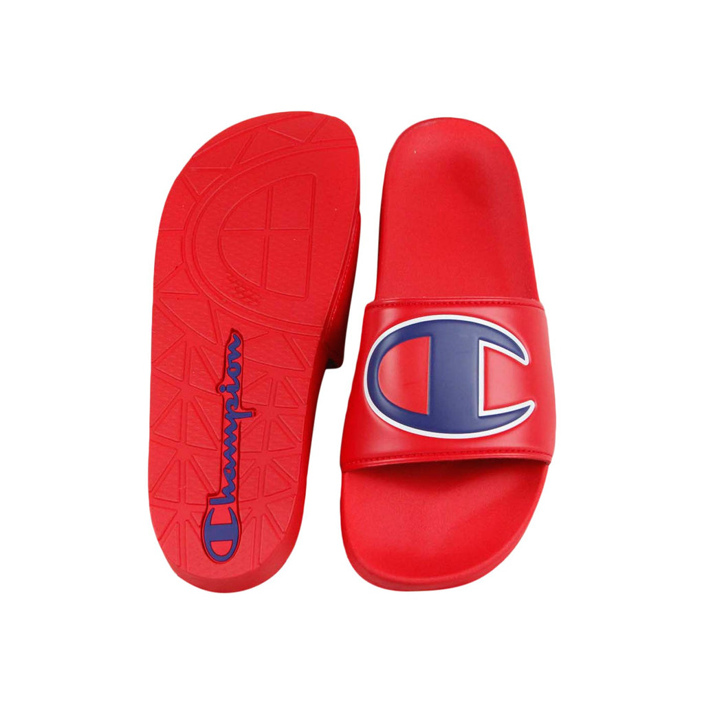 Champion Ipo Mens Red Synthetic Slides Slip On Sandals Shoes - Ruze Shoes