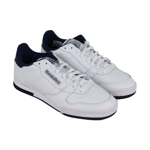 Phase MU Mens White Leather Casual Lifestyle Sneakers - Ruze Shoes