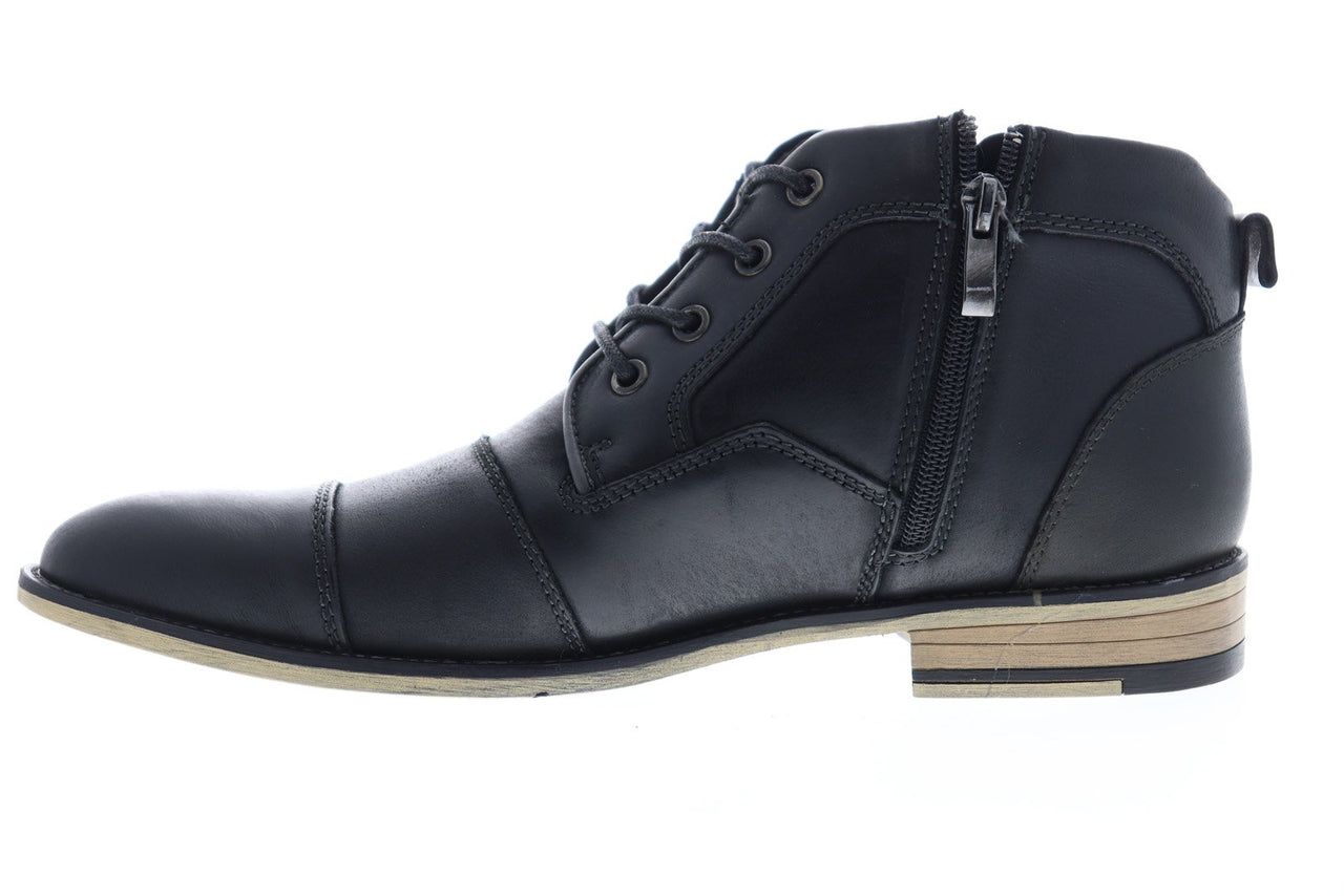 Steve Madden Johnnie Mens Black Leather Lace Up Casual Dress Boots ...