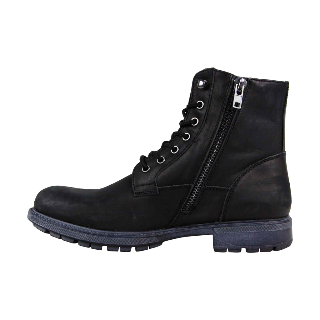 Steve Madden Smoky Mens Black Leather Lace Up Casual Dress Boots Shoes ...