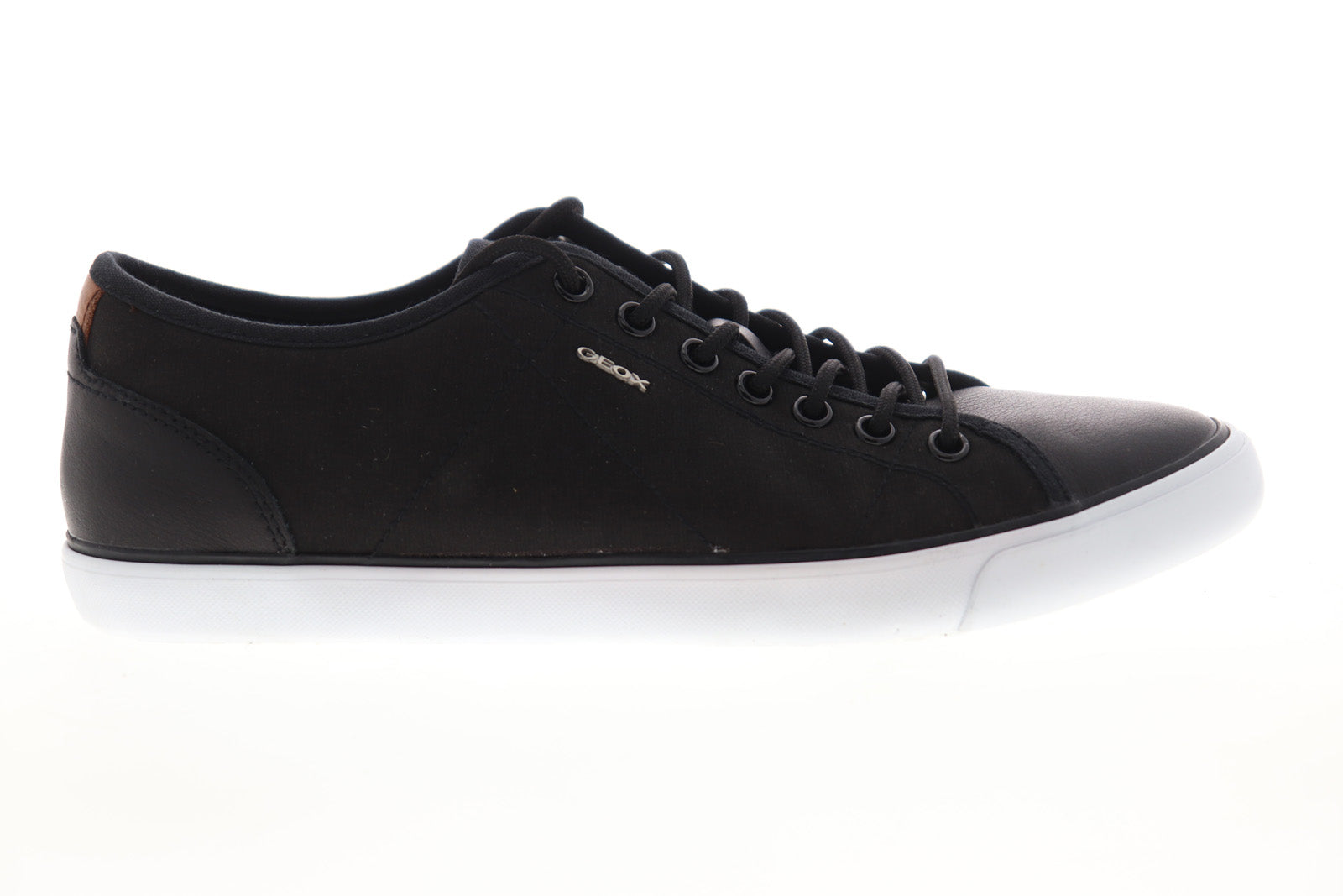 aluminio Hormiga Descriptivo Geox U Smart Mens Black Leather Low Top Lace Up Euro Sneakers Shoes - Ruze  Shoes