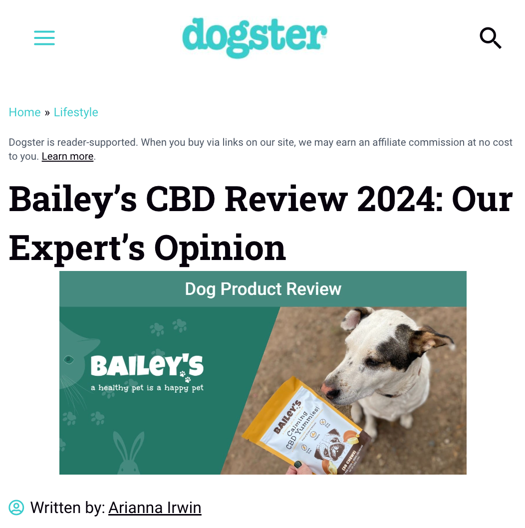 Bailey's CBD For Pets 2024 Brand Review