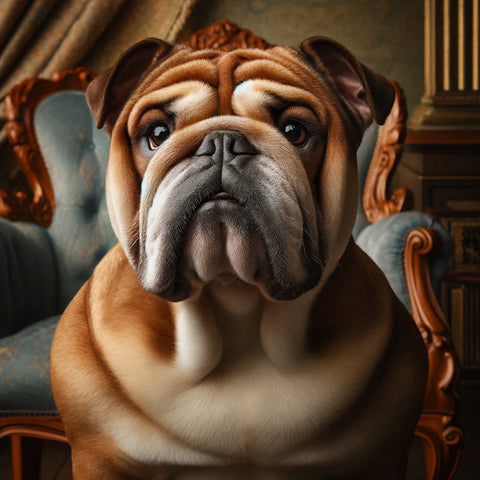 Distinguished English Bulldog Illustration - Wrinkly Dog Breed