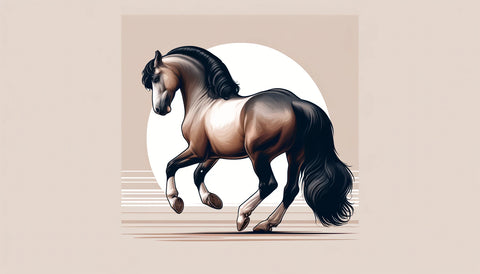 Digital illustration of a Paso Fino horse performing a dressage movement