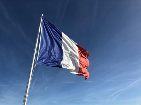 Flag of France waving in the sky