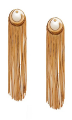 Metal Tassel Earrings in Off-white and Gold