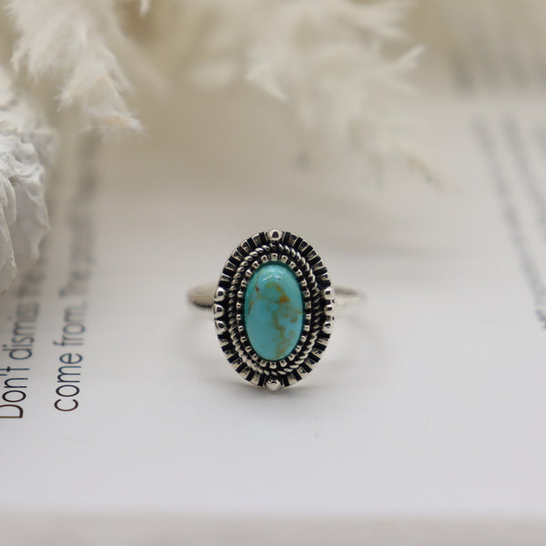 925 Silver Turquoise Irani Ring فیروزہ