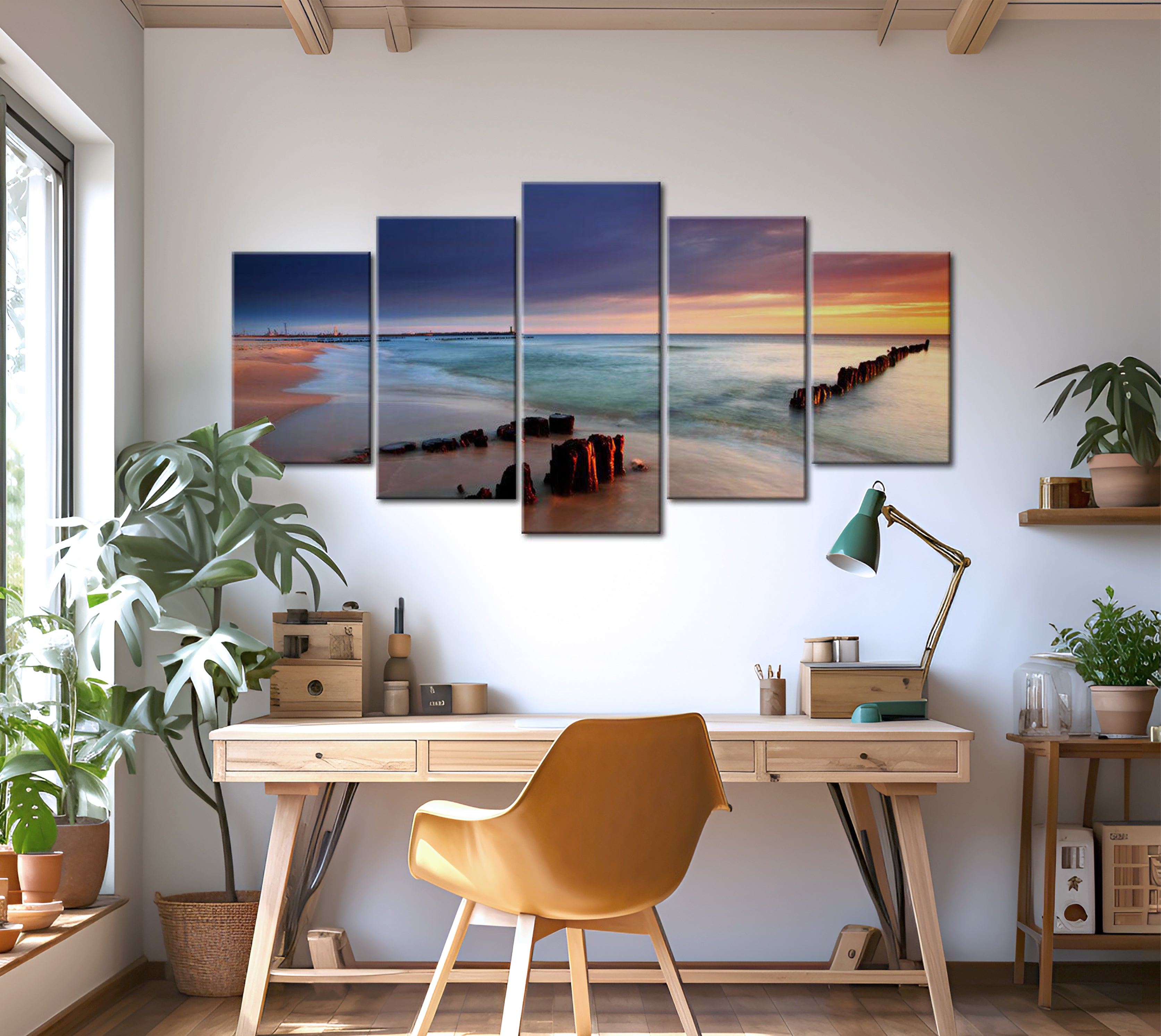 Stretched Canvas Landscape Art - Dawn By The Sea