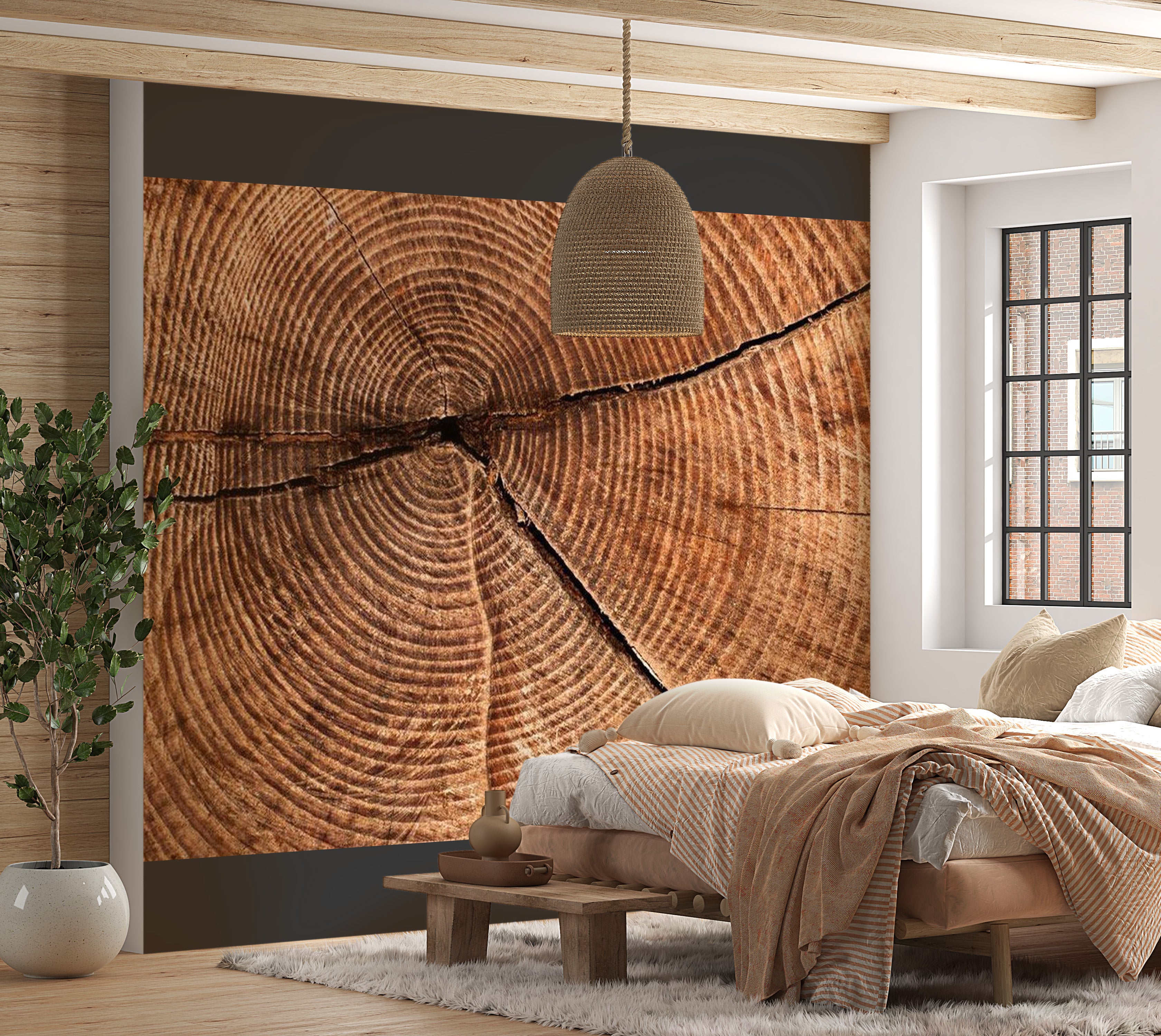 Surface Texture Wallpaper Wall Mural - Tree Trunk Cross Section
