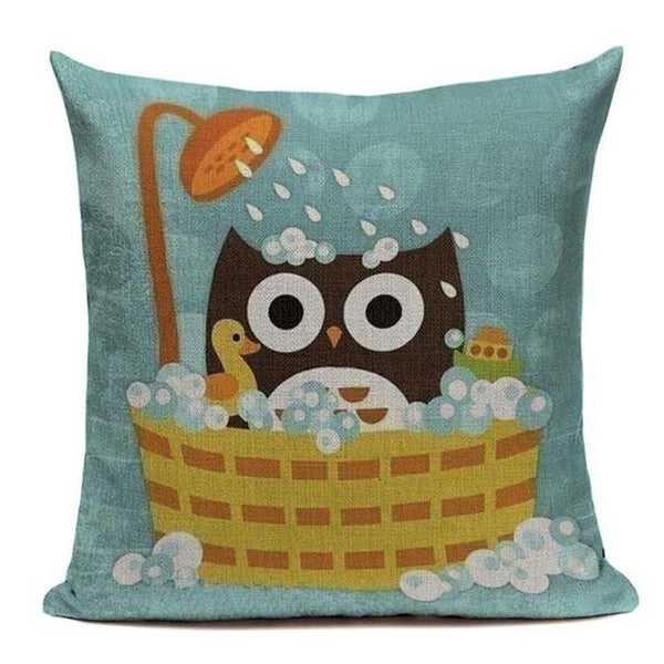 Cartoon Owl Kids Room Cushion Covers Throw Pillow Cases-Tiptophomedecor