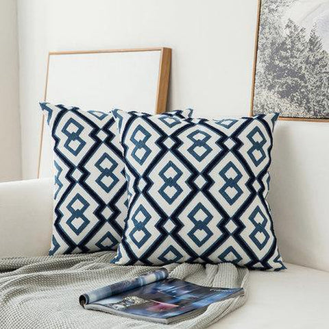 Navy Blue Geometric Cushion Covers – TipTopHomeDecor