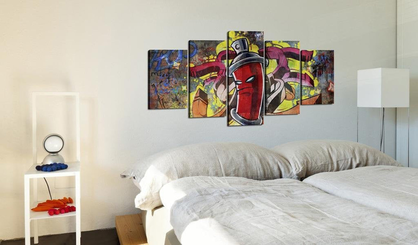 Stretched Canvas Street Art - Angry Spray Can-Tiptophomedecor