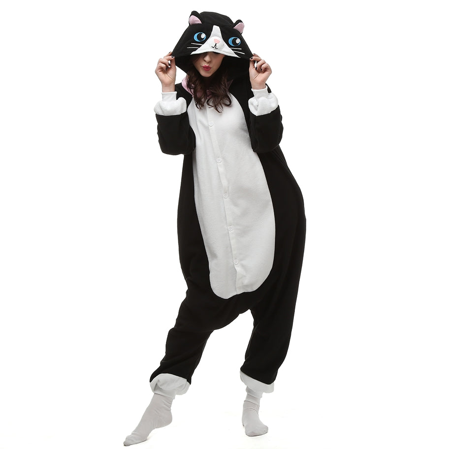 black and white cat onesie