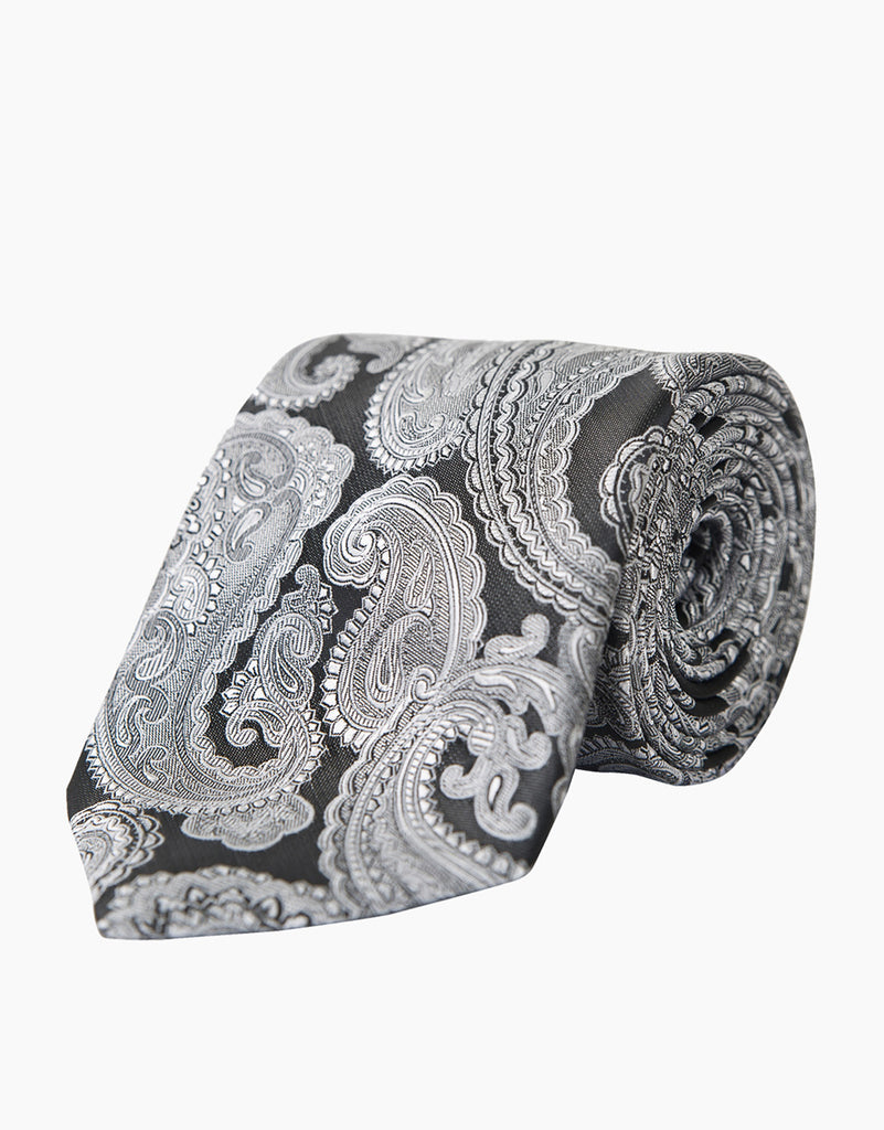 Buy Black & White Paisley Tie Online | Rembrandt NZ