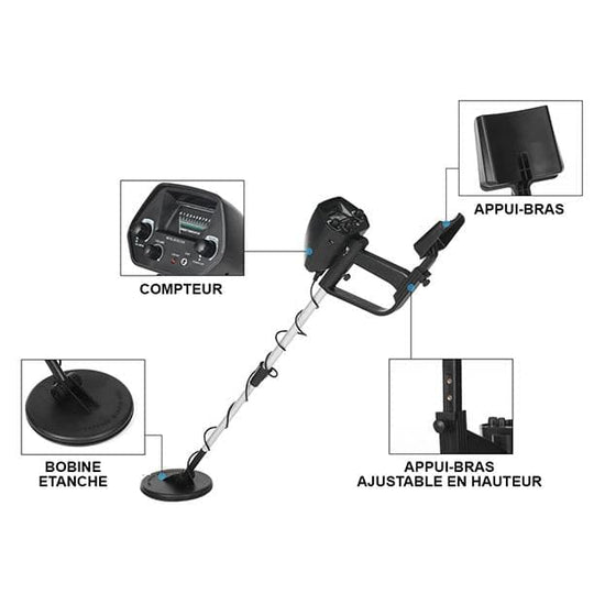 Détecteur de métaux portable Profondeur de recherche 60 cm