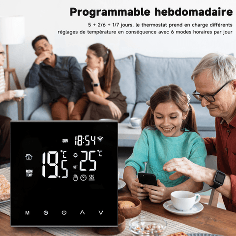 Termostato programable conectado Wi-Fi con pantalla táctil Lcd |