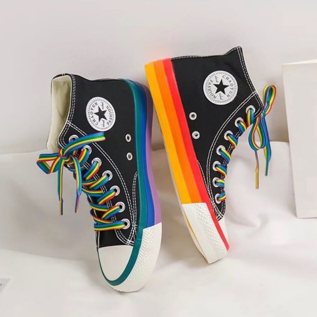 rainbow canvas shoes