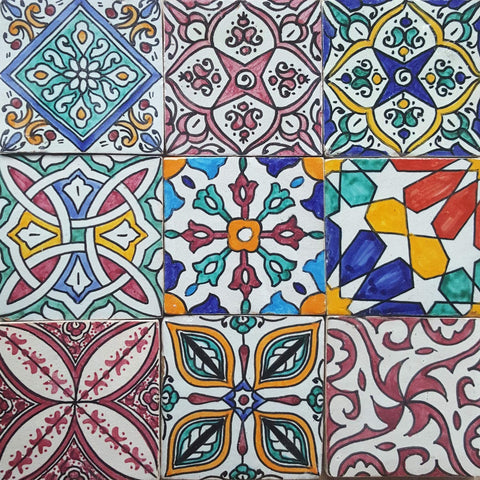 Moroccan Hand-painted Tiles from Lost Land Interiors