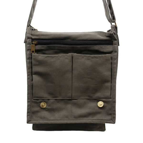 Cotton Canvas Messenger Bag - Graphite 1