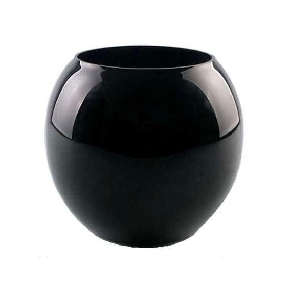 Black Glass Bubble Ball (18 x 16cm) Black Vase Fishbowl 0