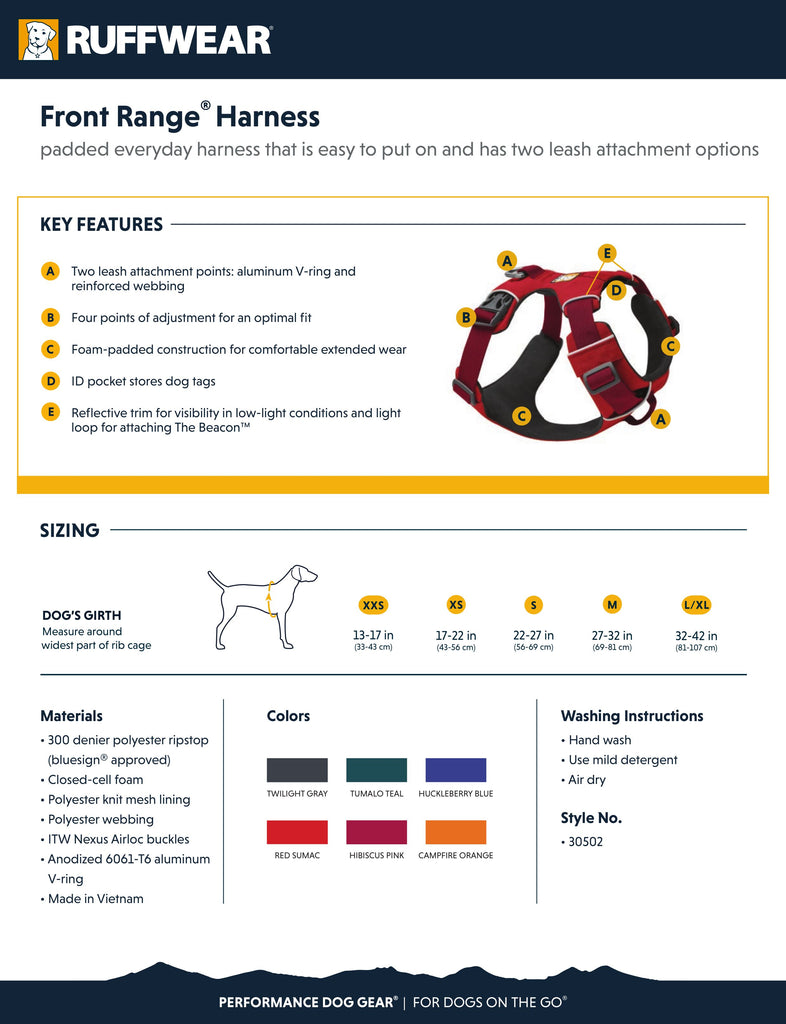 Ruffwear Product Guide for Frontrange Harness