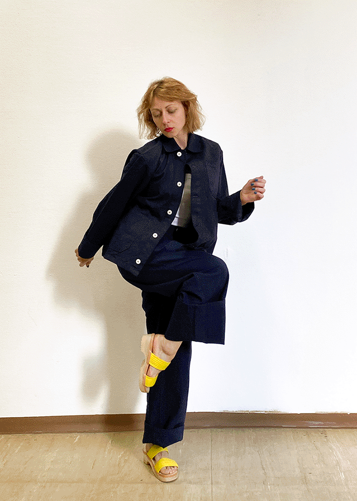 ROSA MOSA SUIT IN DARK NAVY AND DONAU JUDO LIME