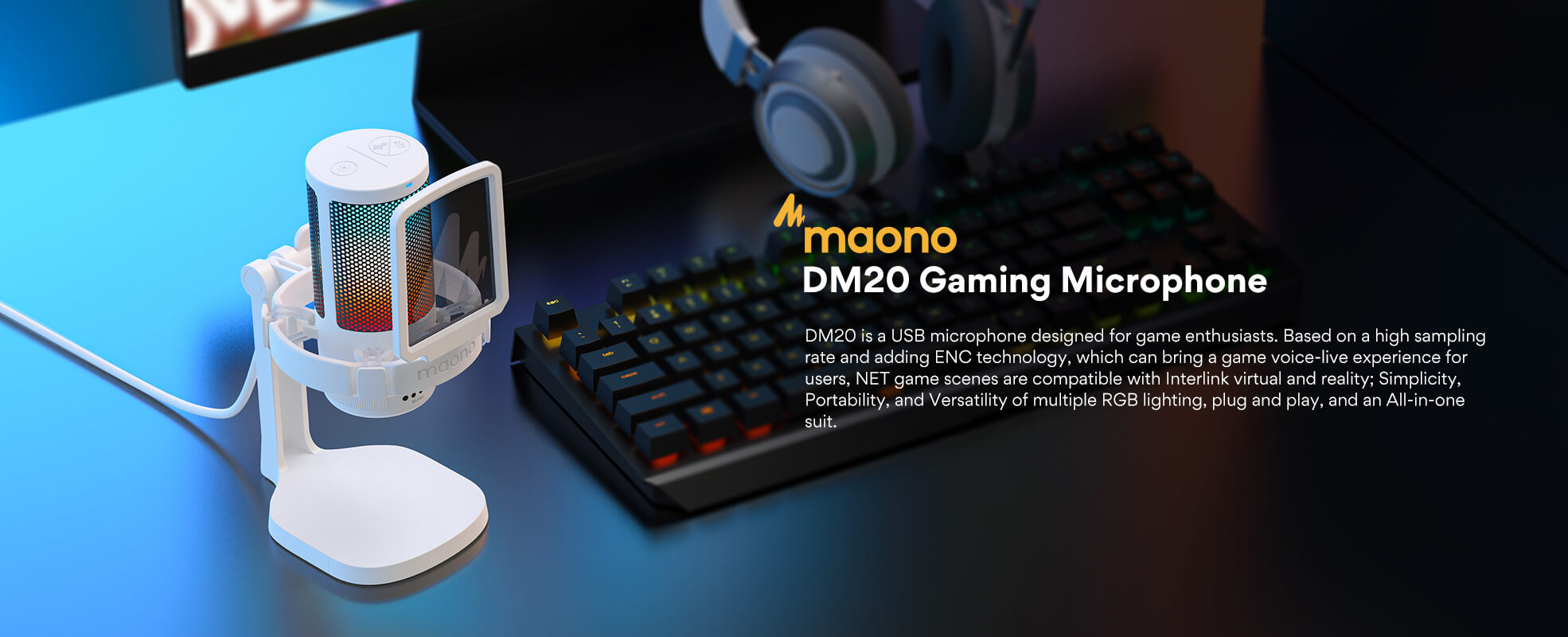 DM20 Condenser USB Gaming RGB Microphone
