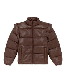 CD D C Brown Puffer Leather Jacket