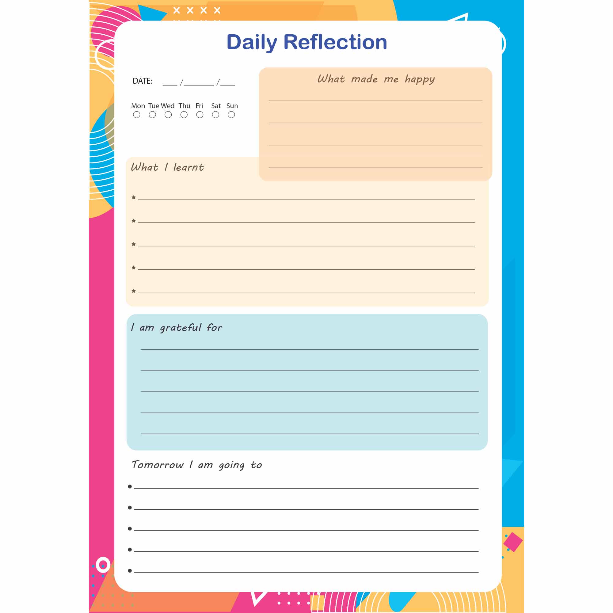Printable Daily Reflection Journal Template Printable Templates Free