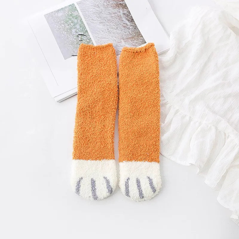 Fleece Cat Paw Print Design Warm  Socks - Ailime Designs