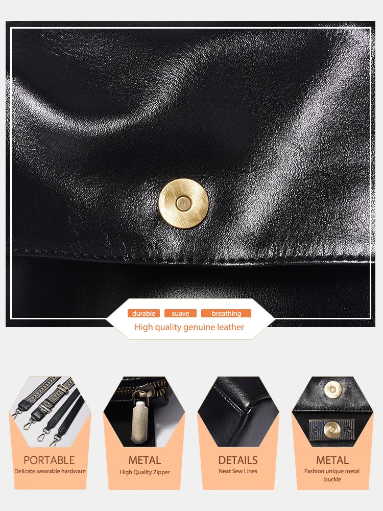 Brown Shoulder Strap Genuine Leather Handbags - Ailime Designs