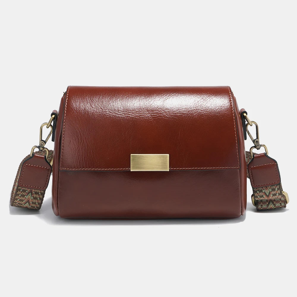 Brown Shoulder Strap Genuine Leather Handbags - Ailime Designs